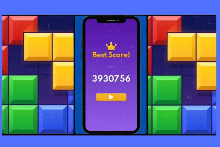 Block Blast Mod APK score multiplier feature showing 10x points boost with colorful blocks on game grid