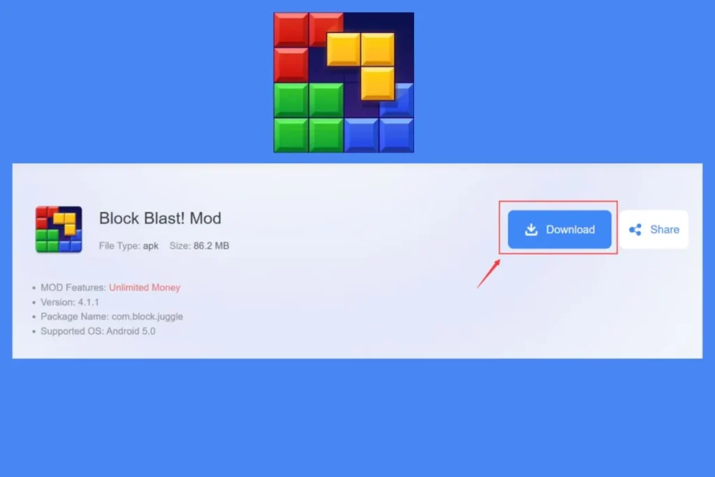 Block Blast Mod APK 2026 — unlimited revives, no ads, score multiplier active on Android