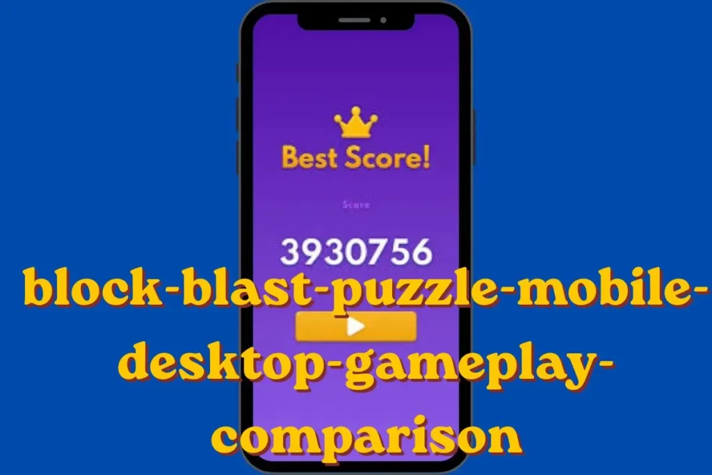 Block blast puzzle on mobile phone and desktop browser showing cross-platform gameplay features