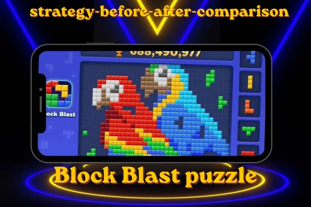 Block blast puzzle strategy comparison showing wrong vs right placement for maximum combo points